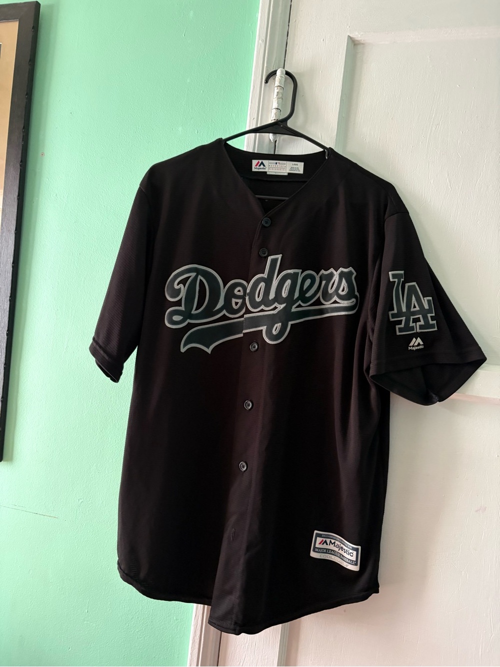 Majestic Black Los Angeles Dodgers Button-Up Jersey